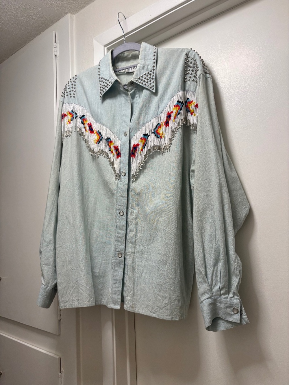 Vintage Pia Rucci beaded fringe shirt with studs - size 12